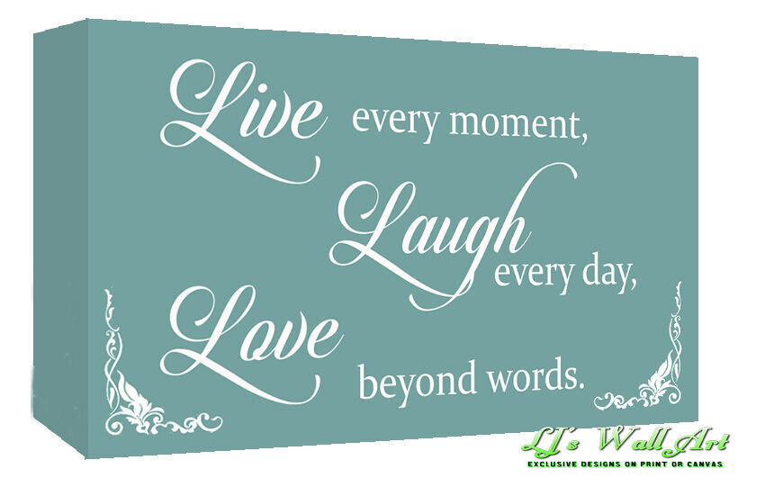 Duck Egg Blue Live Laugh Love Quote Canvas Wall Art Print - A1, A2 + sizes