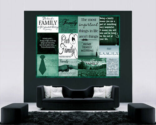 Family Quotes in Emerald Green Canvas Wall Art Picture Print- ALL SIZES