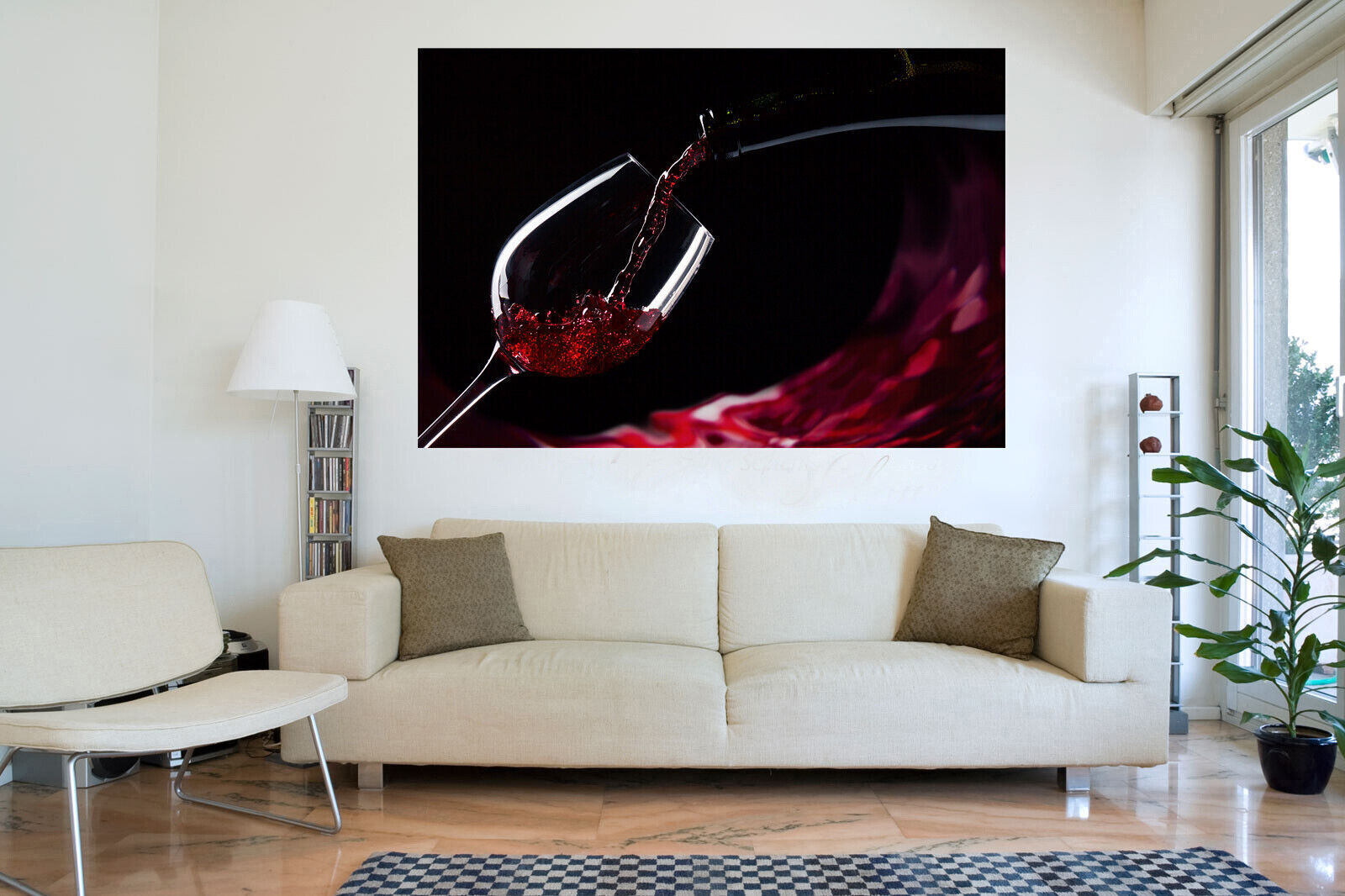 Red Wine Pouring into Glass Canvas Wall Art Picture Print