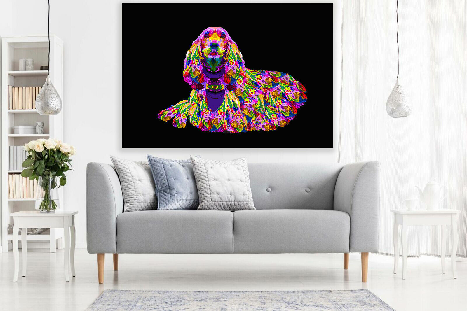 Colourful Spaniel Dog Abstract Pop Art Canvas Wall Art Picture Print