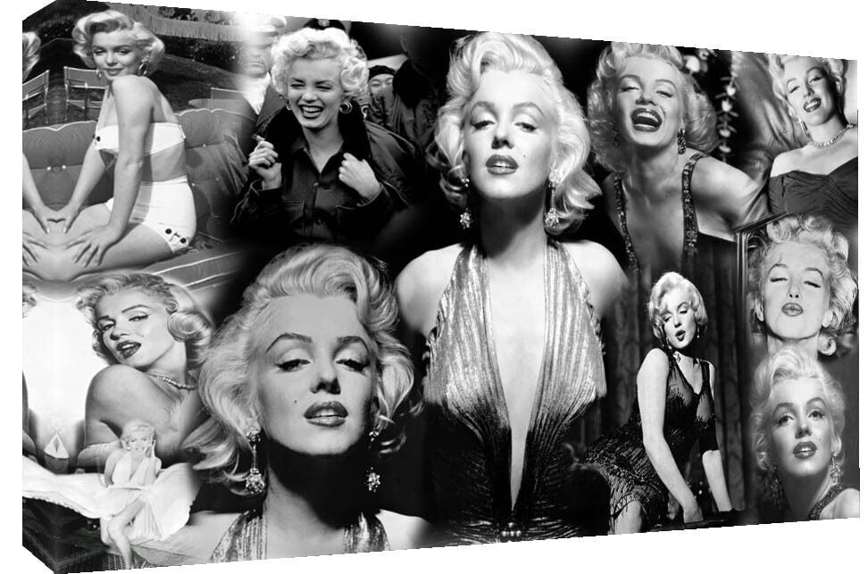 LARGE MARILYN MONROE 100% COTTON CANVAS PICTURE COLLAGE WALL ART - ALL SIZES
