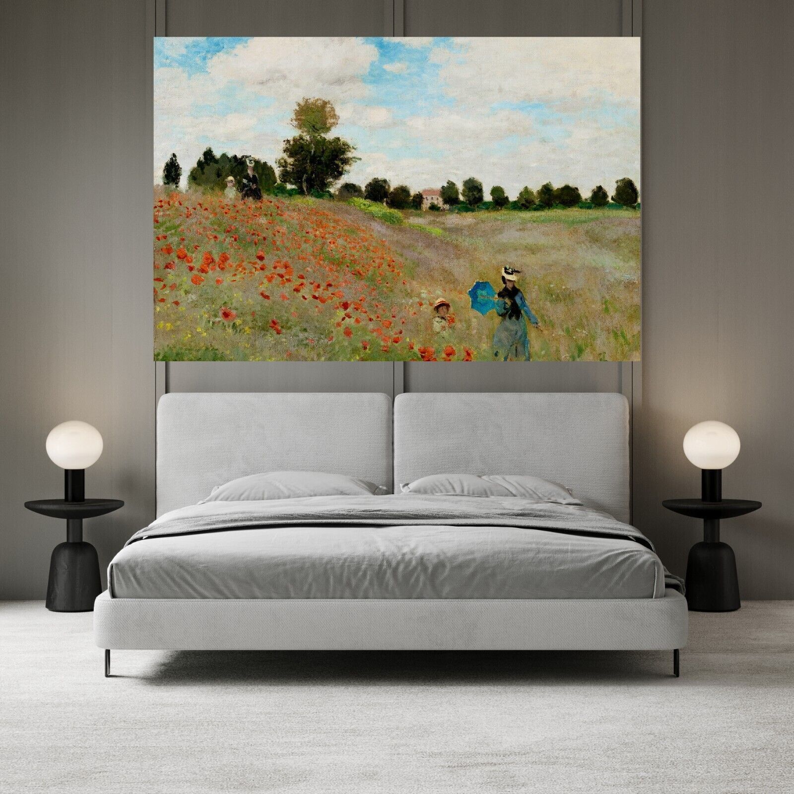Claude Monet's The Poppy Field near Argenteuil painting Canvas Wall Art Print