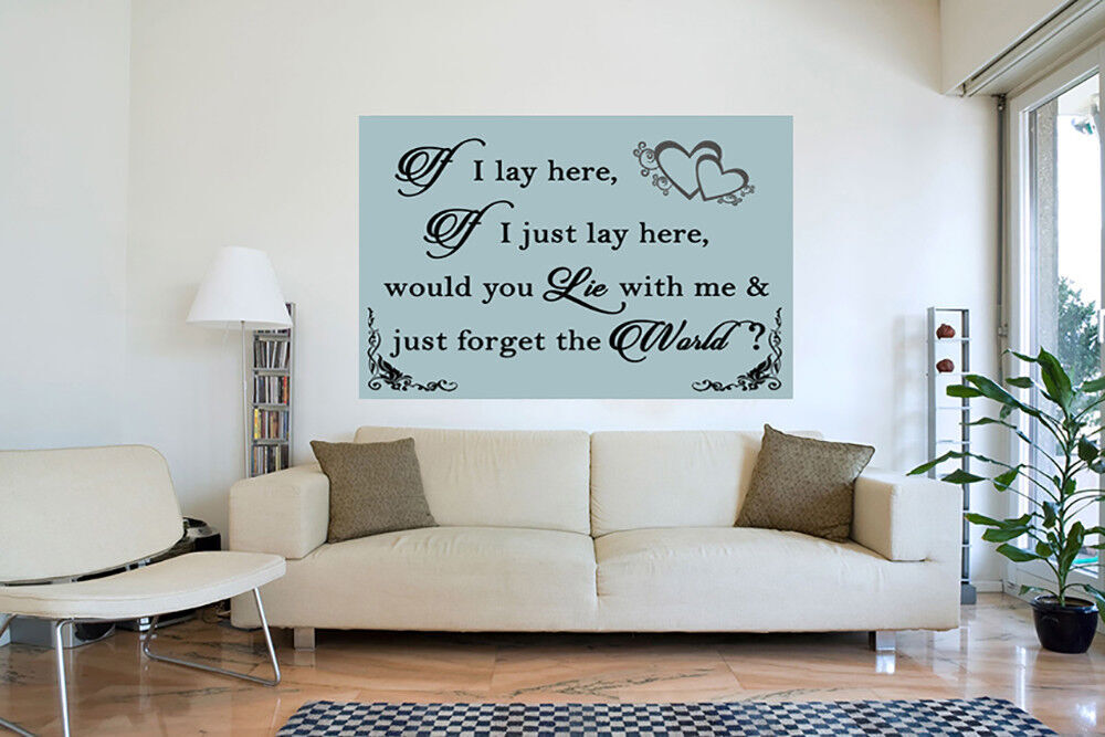 If I Lay Here - Snow Patrol QUOTE Canvas Wall Art Picture Print - Duck Egg Blue