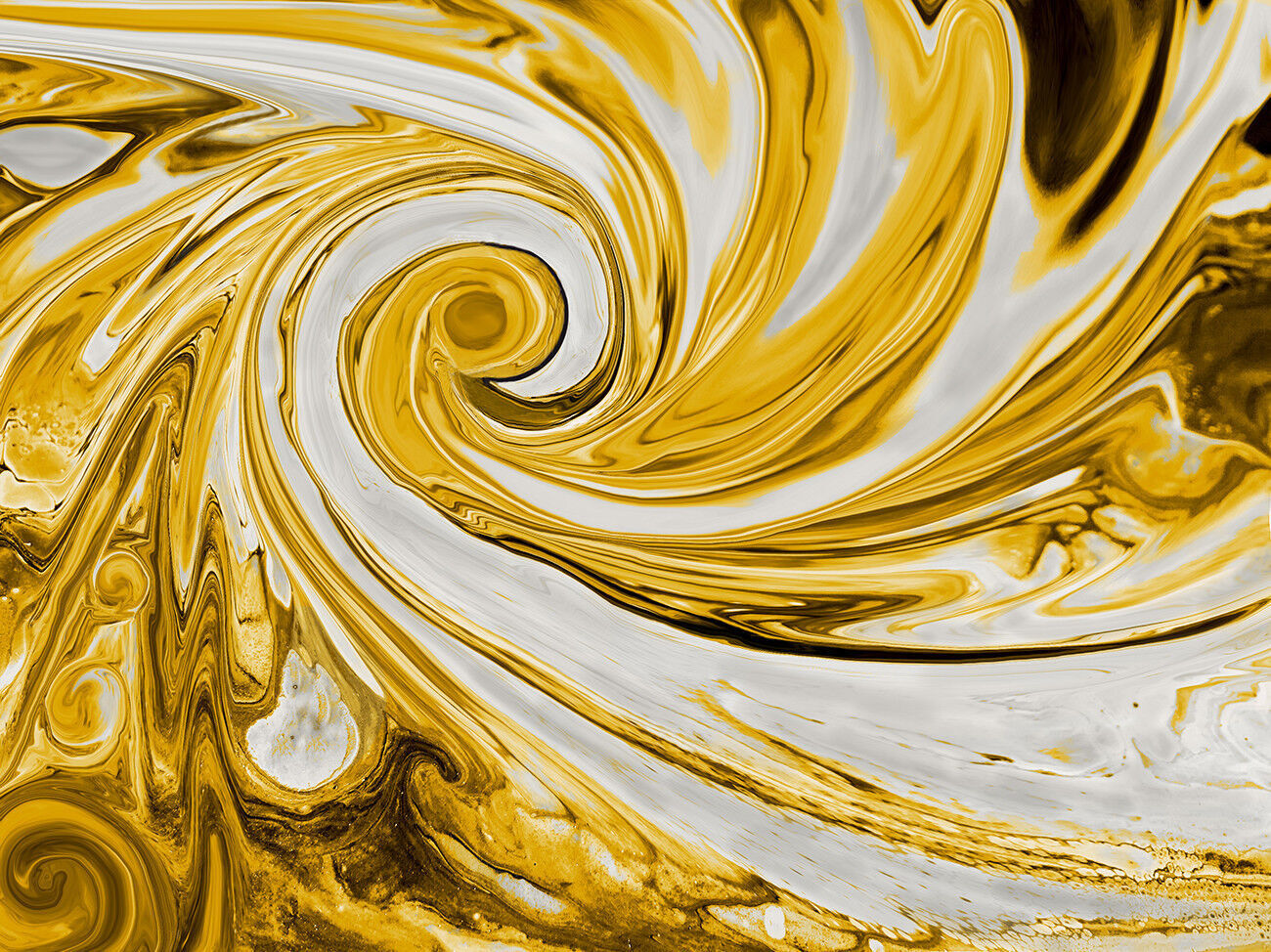 Modern Mustard Yellow and Grey Spiral Swirl Abstract Canvas Wall Art Print