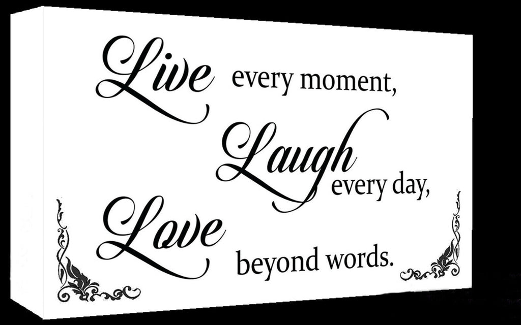 White Live Laugh Love Quote Canvas Wall Art  Picture Print - A1, A2 + sizes