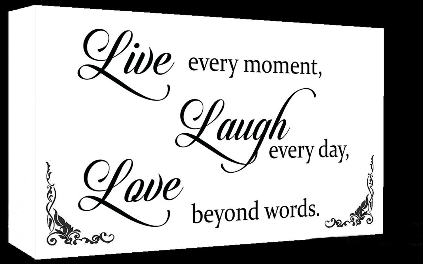 White Live Laugh Love Quote Canvas Wall Art  Picture Print - A1, A2 + sizes