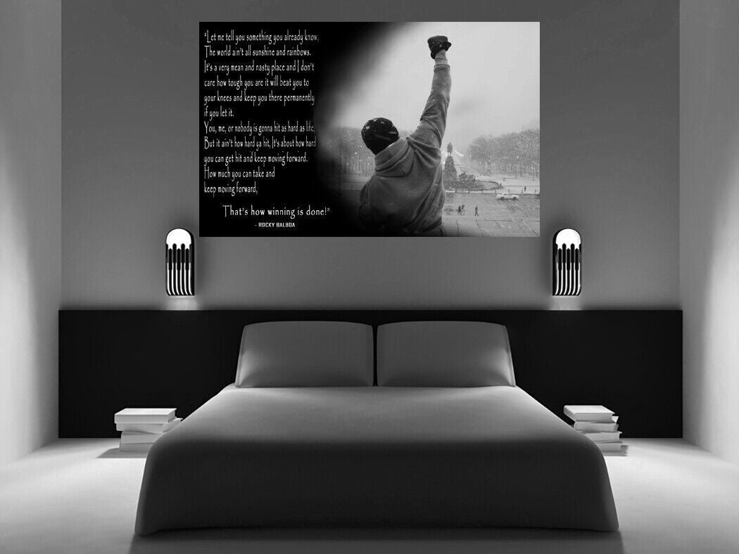 Black Rocky Balboa Film Quote canvas wall art print picture READY TO HANG