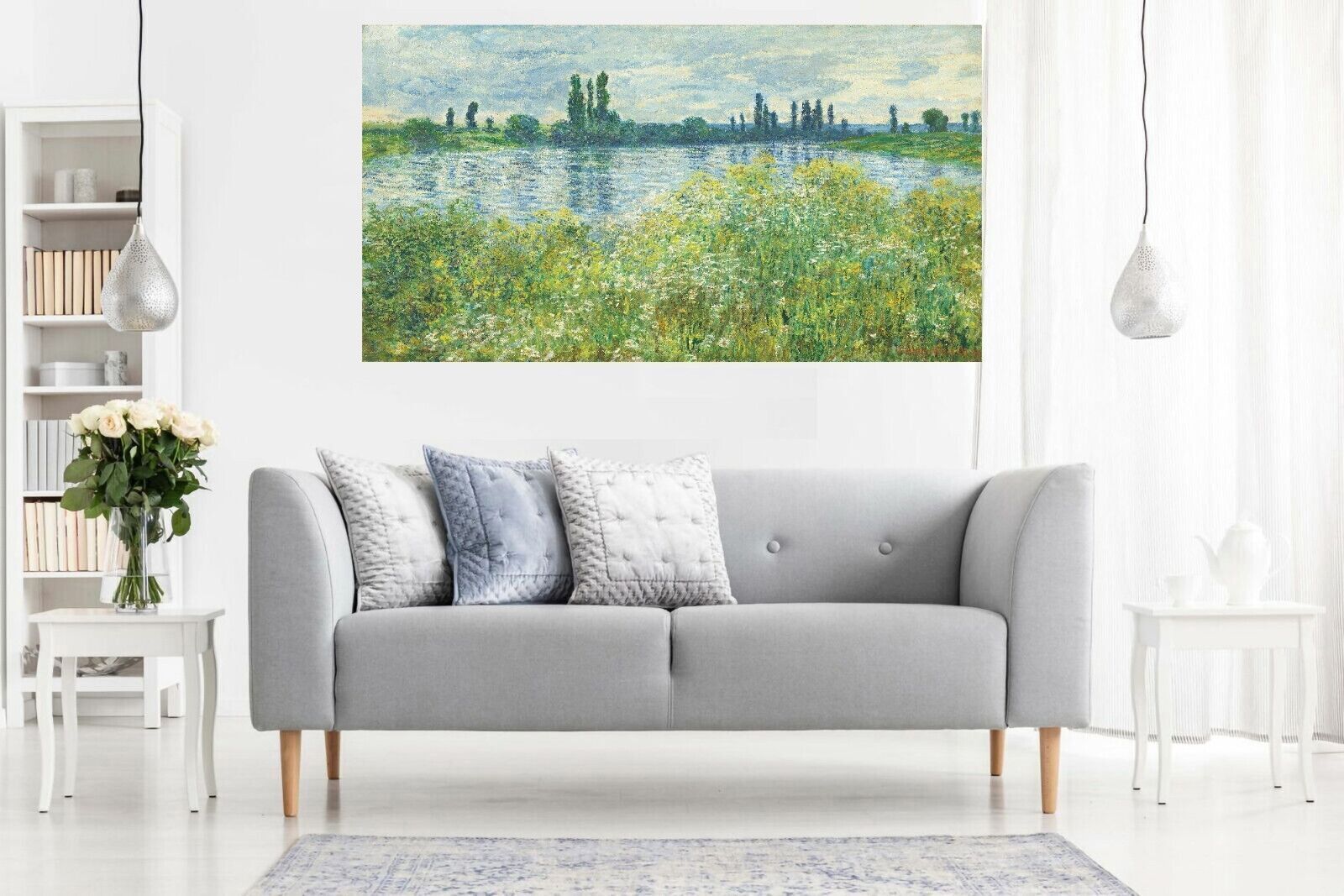 Banks of the Seine, Vétheuil by Claude Monet Painting Canvas Wall Art Print