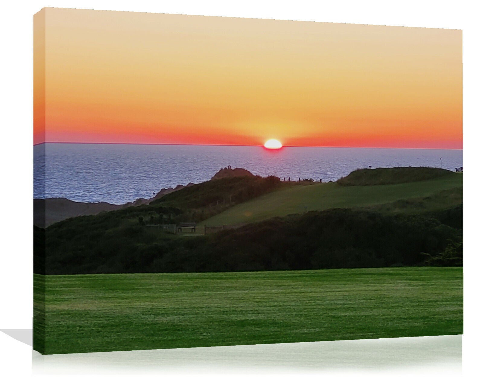 Sunset over Cornwall sea landscape Premium Cotton Canvas Wall Art Picture Print