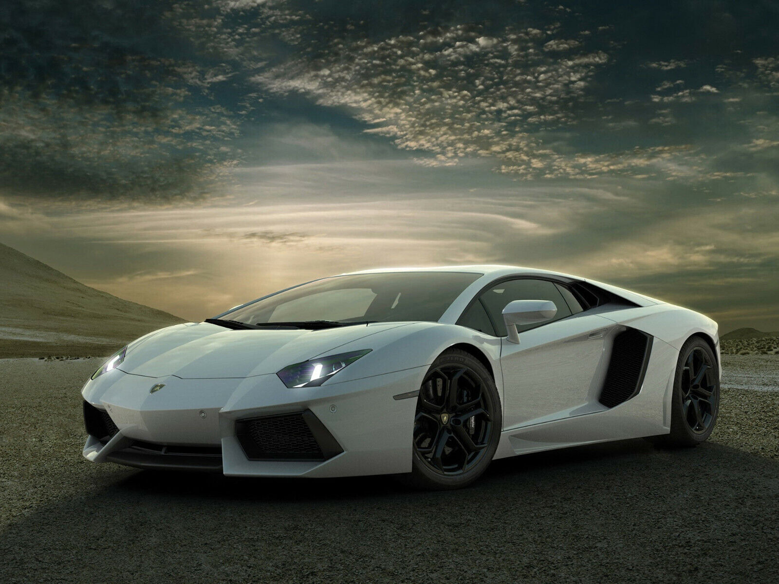 White Lamborghini Super Sports Car Canvas Wall Art Picture Print