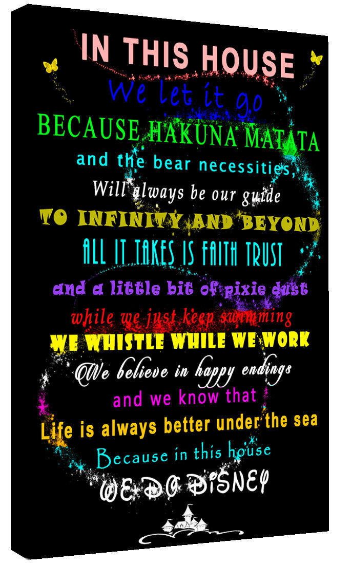 We Do Disney Let it go Quote on CANVAS WALL ART Picture Print Bright Coloured