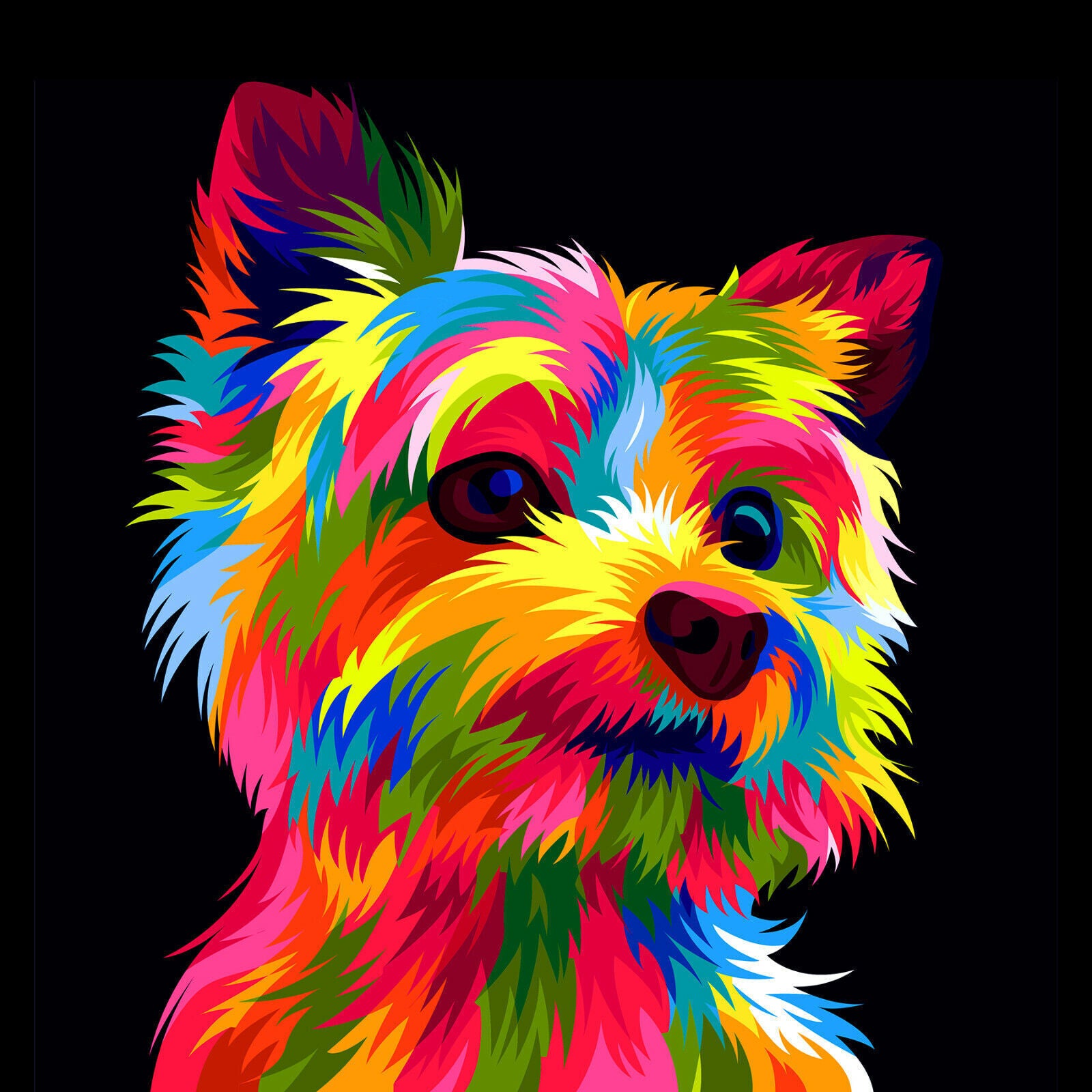 Colourful Yorkshire Terrier Dog Abstract Pop Art Canvas Wall Art Picture Print