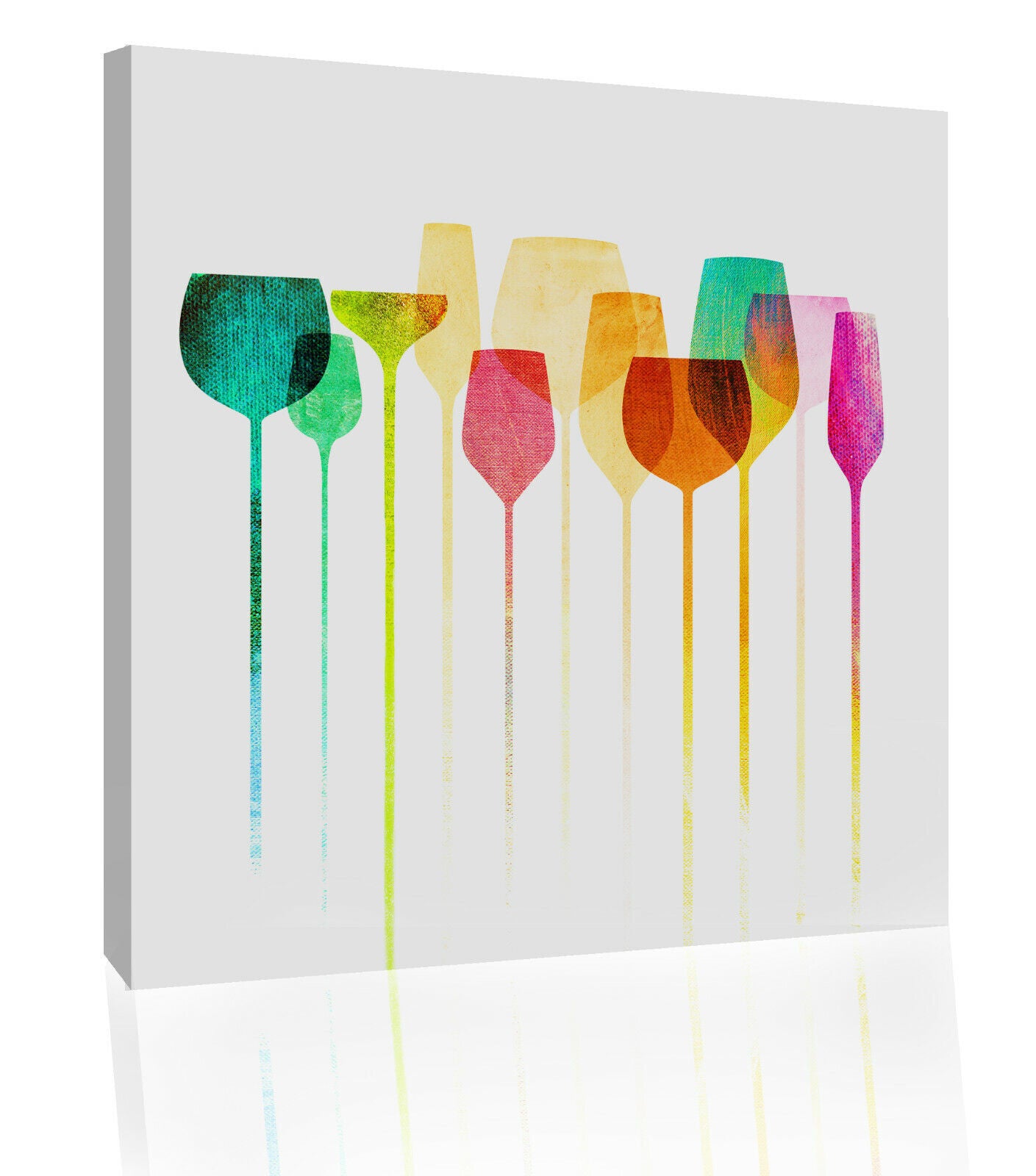 Wine Party Colourful Glasses Cotton Canvas Wall Art Picture Print