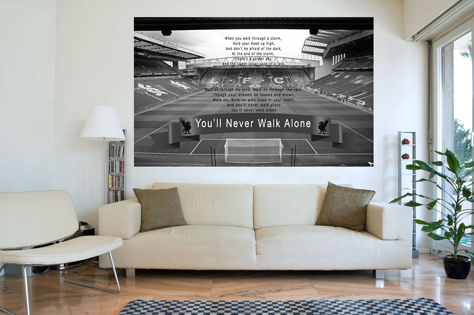 Liverpool Anfield You'll Never Walk Alone CANVAS WALL ART Print Black & White