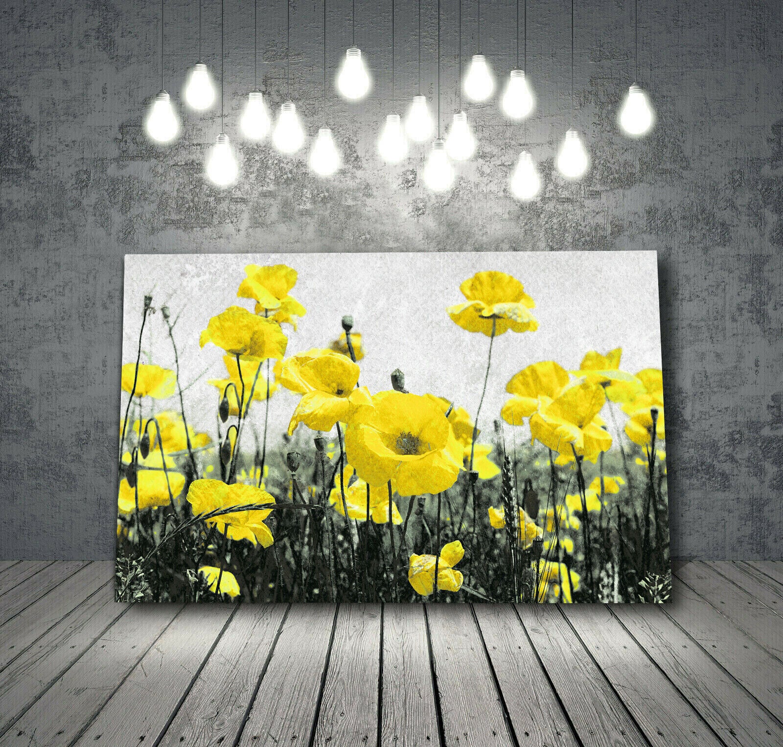 Abstract Yellow Poppies Flowers CANVAS WALL ART Picture Print