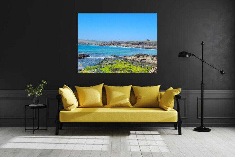 Summers Day in Cornwall landscape Premium Cotton Canvas Wall Art Picture Print
