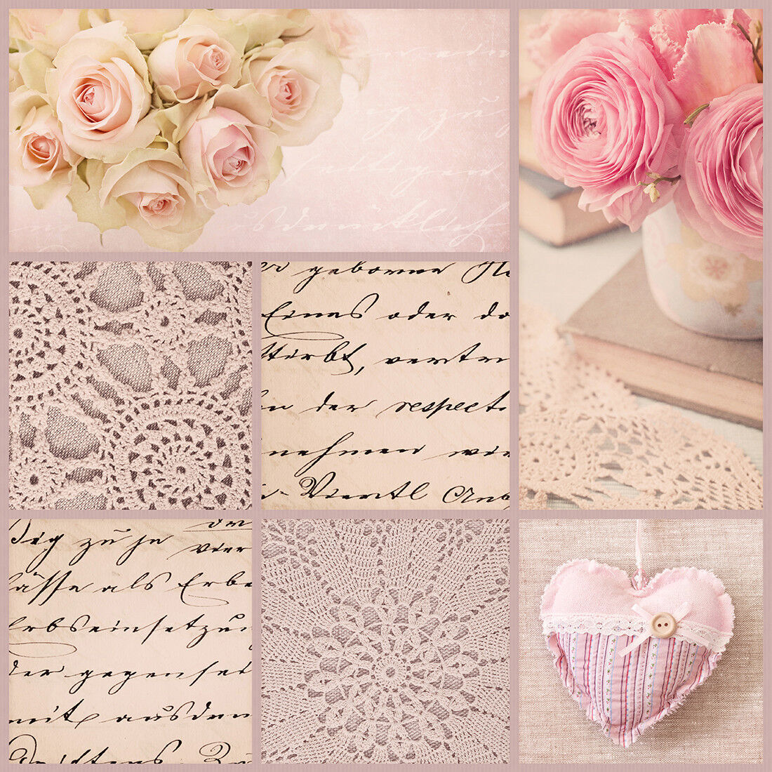 Pink Vintage Retro Flowers Floral Canvas Wall Art Print Picture - all sizes