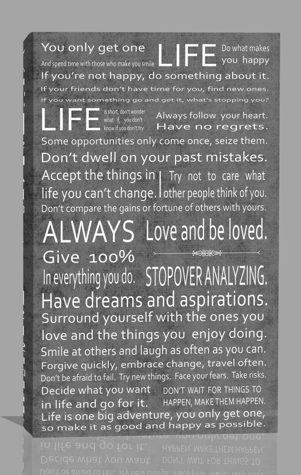 Life Manifesto Quote Canvas Wall Art Picture Print Artwork - Grey
