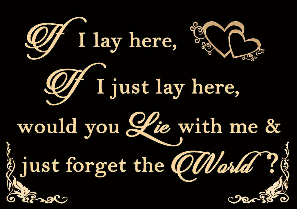 If I Lay Here - Snow Patrol QUOTE Canvas Wall Art Picture Print Black & Cream