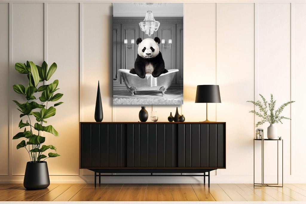Animal Panda bathing in bathtub Canvas Wall Art Picture Print