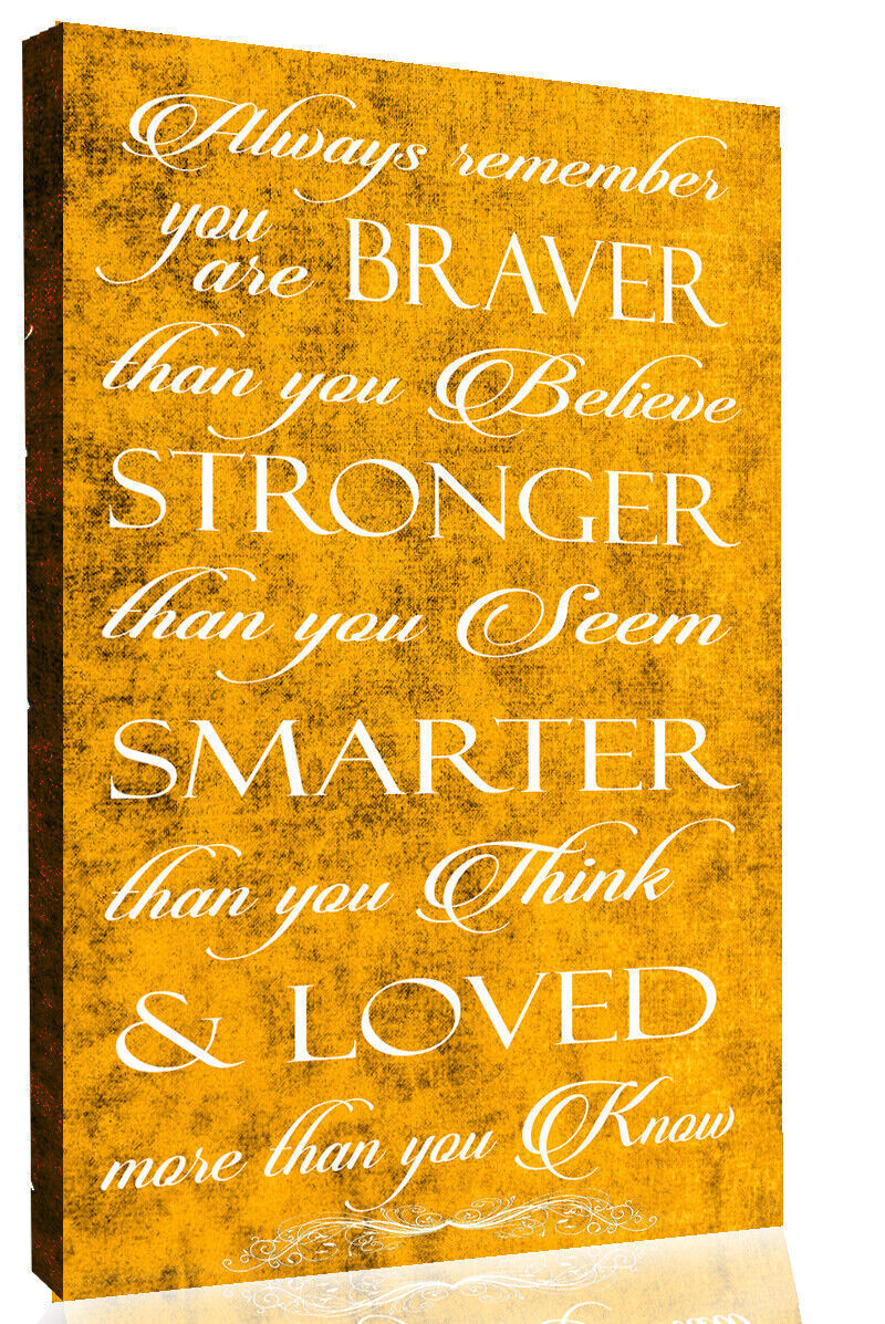 Always Remember You're Braver Quote Yellow Mustard Canvas Wall Art Picture Print