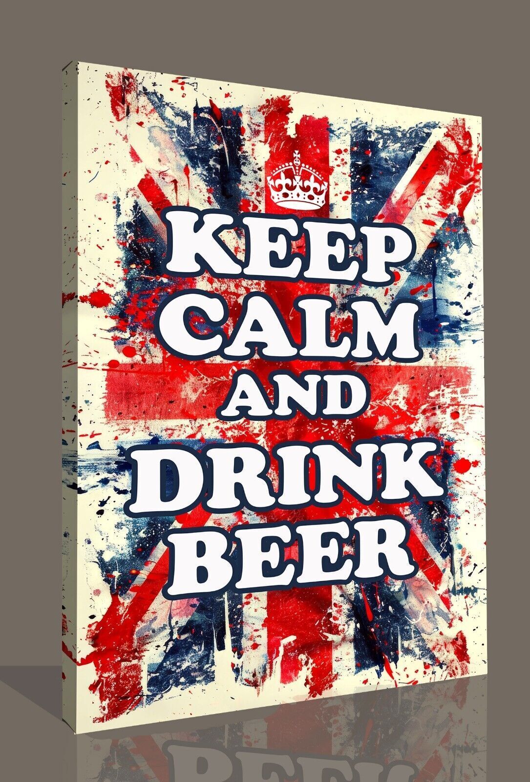 Keep Calm Art Print Red White Blue Drink Beer Quote Framed Canvas Wall Picture