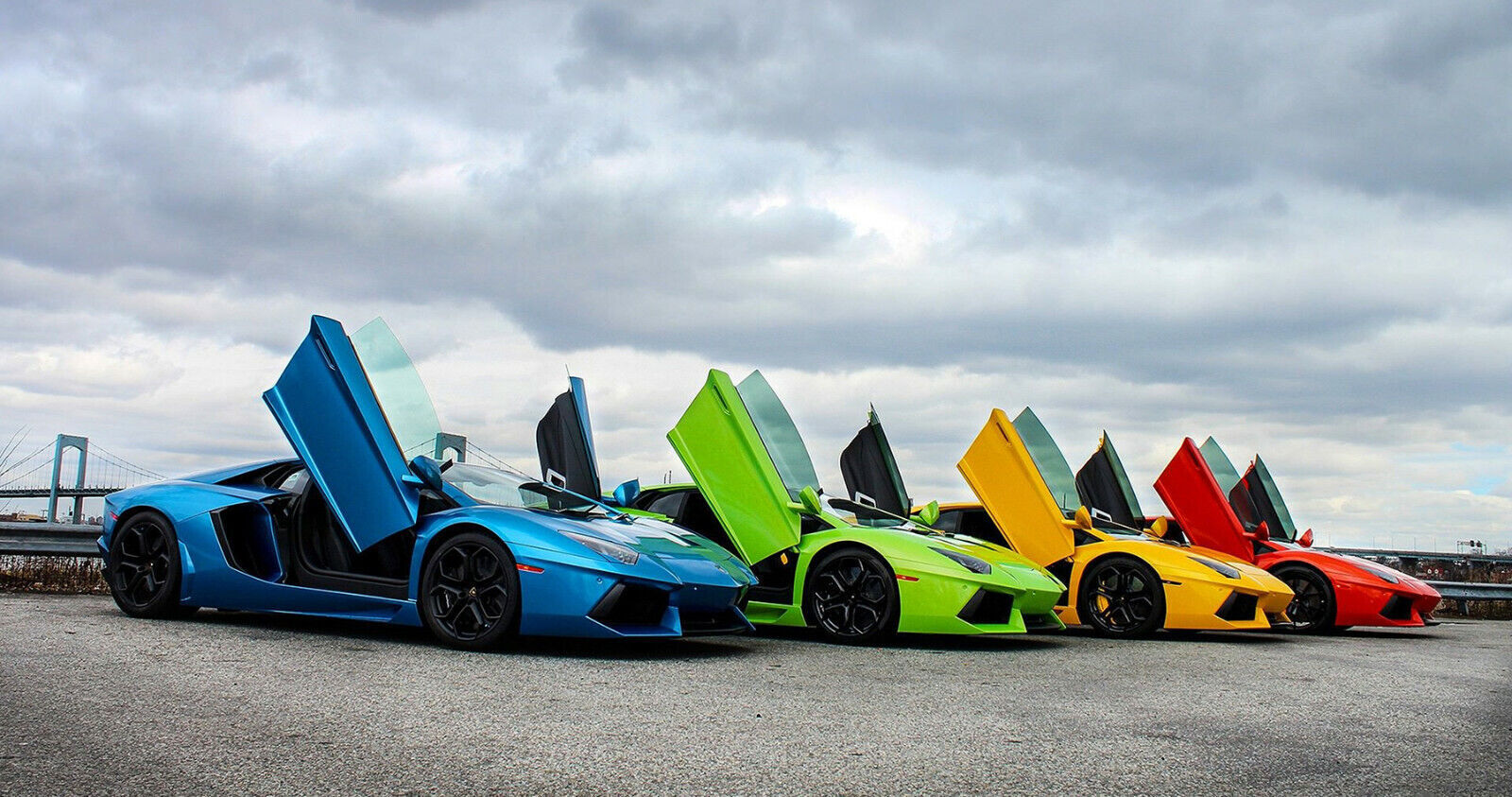 Sports Car Lamborghini Line Up Canvas Wall Art Picture Print