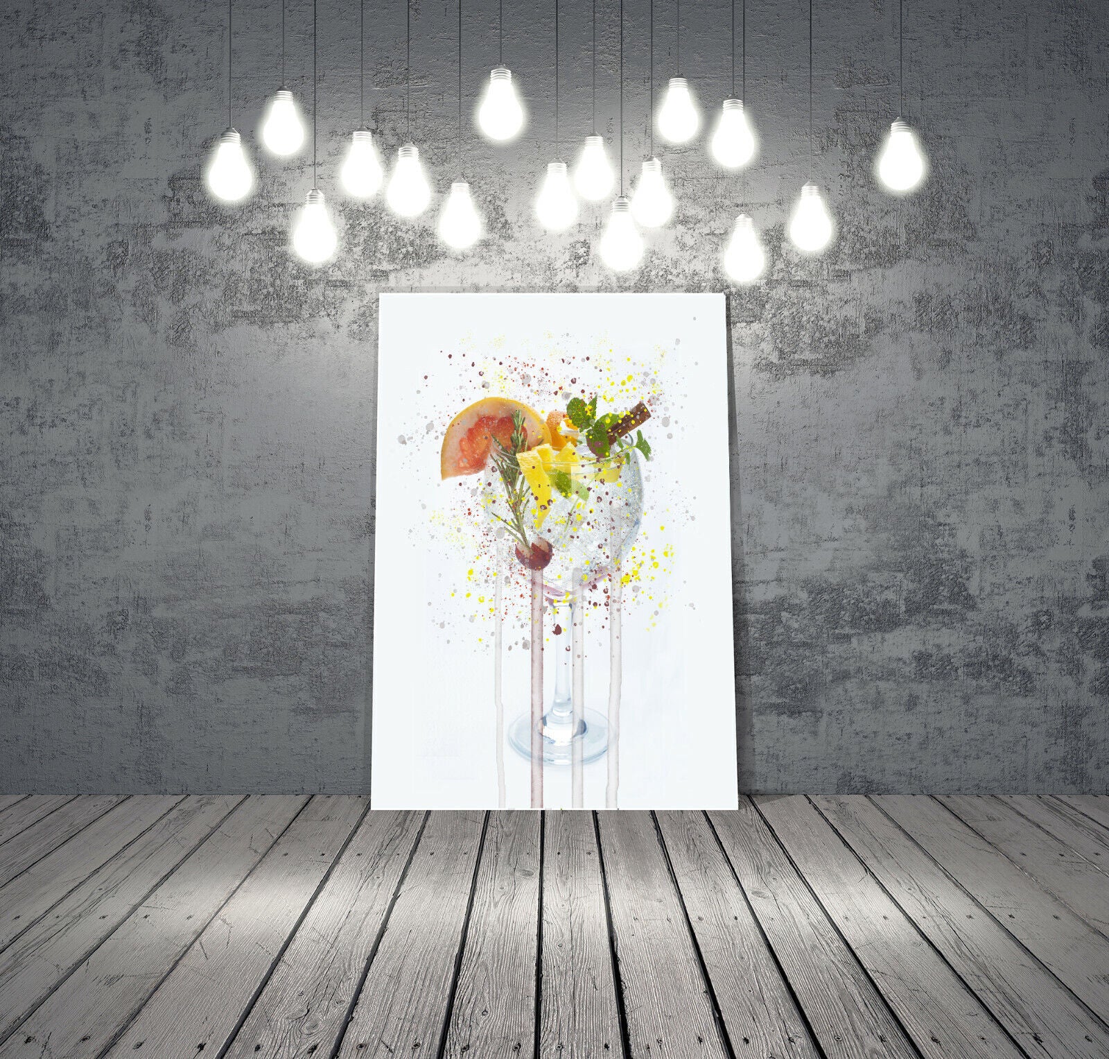 GIN AND TONIC DRINK CANVAS WALL SPLASH ART PICTURE PRINT