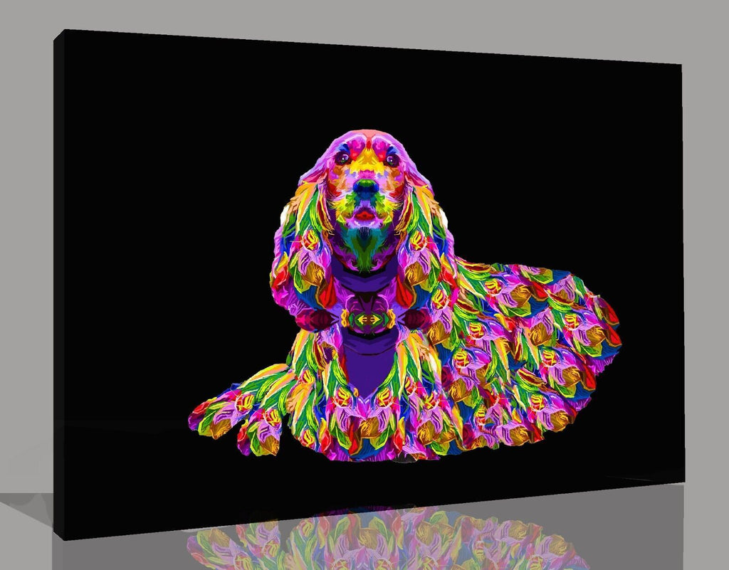 Colourful Spaniel Dog Abstract Pop Art Canvas Wall Art Picture Print