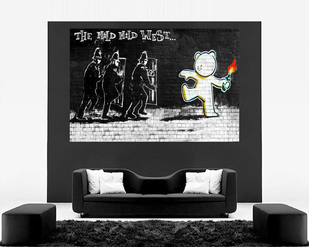 Banksy Mild Mild West Graffiti Canvas Wall Art Picture Print