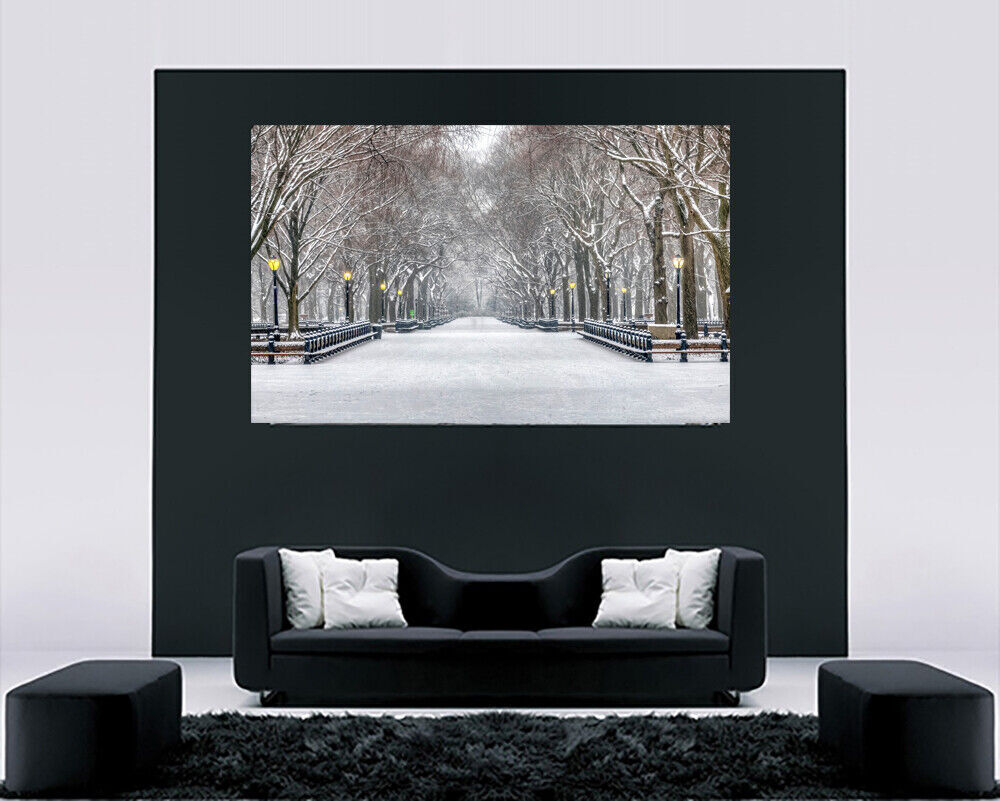 Snowy Winter in Central Park New York  Canvas Wall Art Picture Print