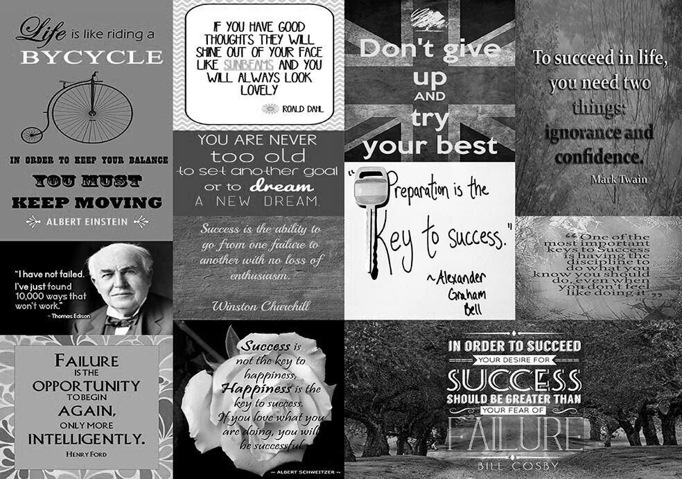 Success in life Quotes Canvas Wall Art  Picture Print Black & White A1, A2, A0