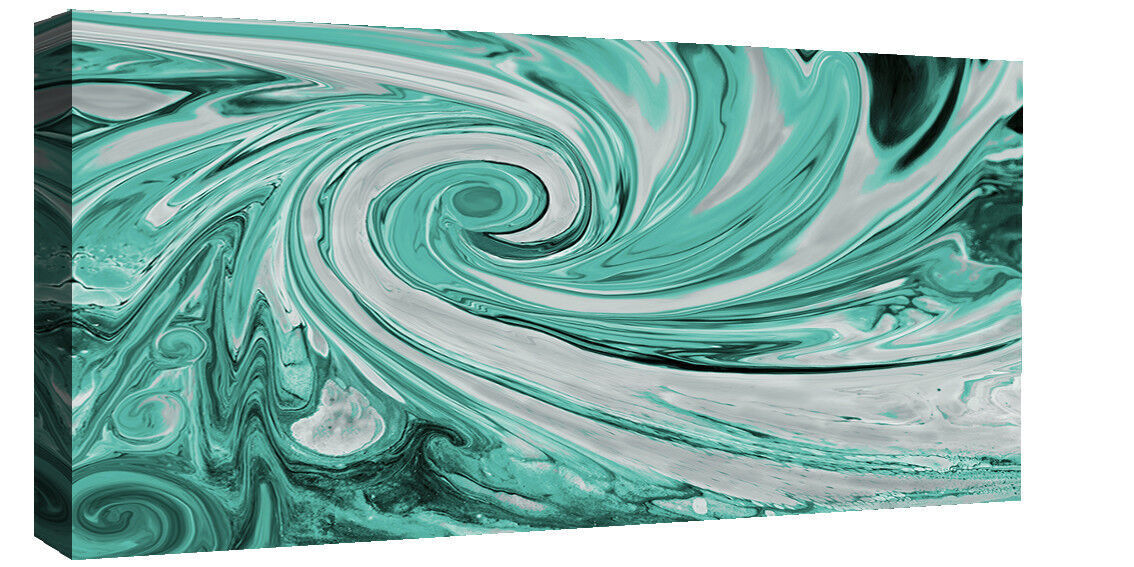 Modern Duck Egg Blue and Grey Spiral Swirl Abstract Canvas Wall Art Print