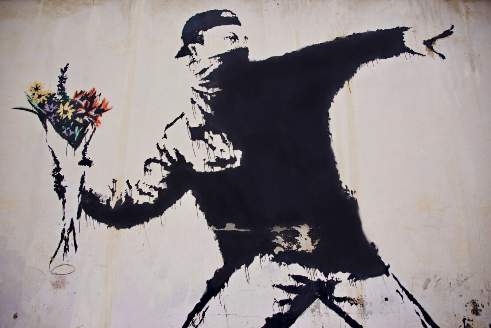 Banksy Flower Thrower Canvas Graffiti Wall Art Picture Print Different Sizes