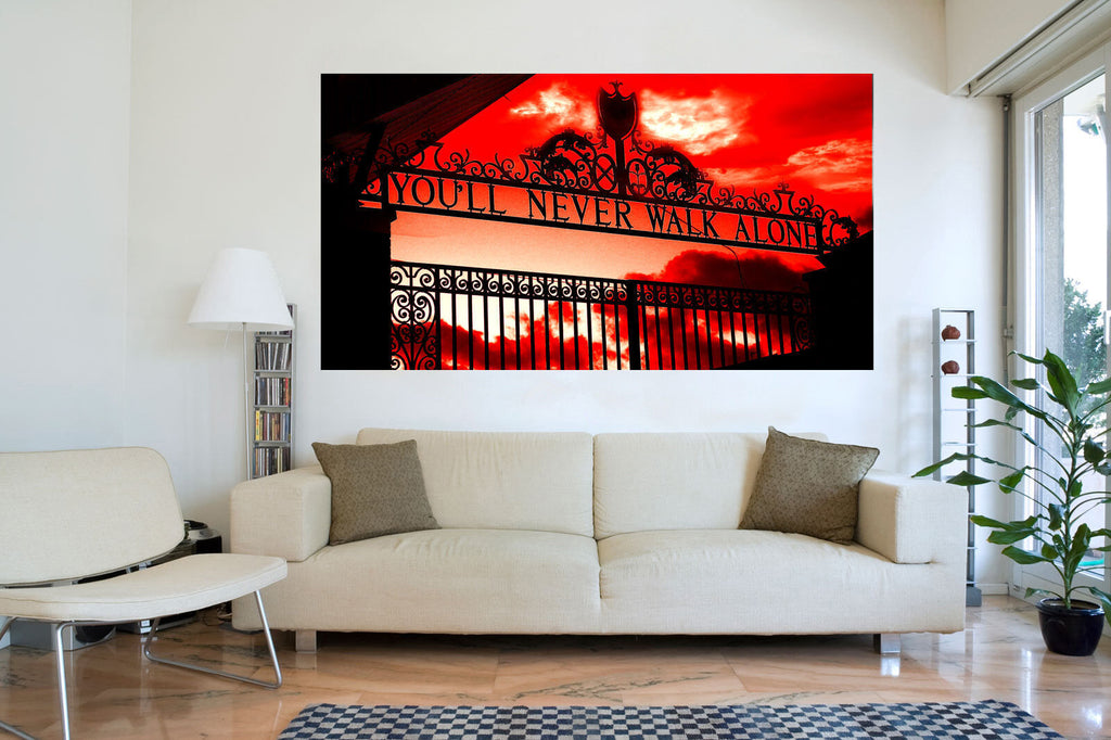 Liverpool You'll Never Walk Alone CANVAS WALL ART Picture Print Red