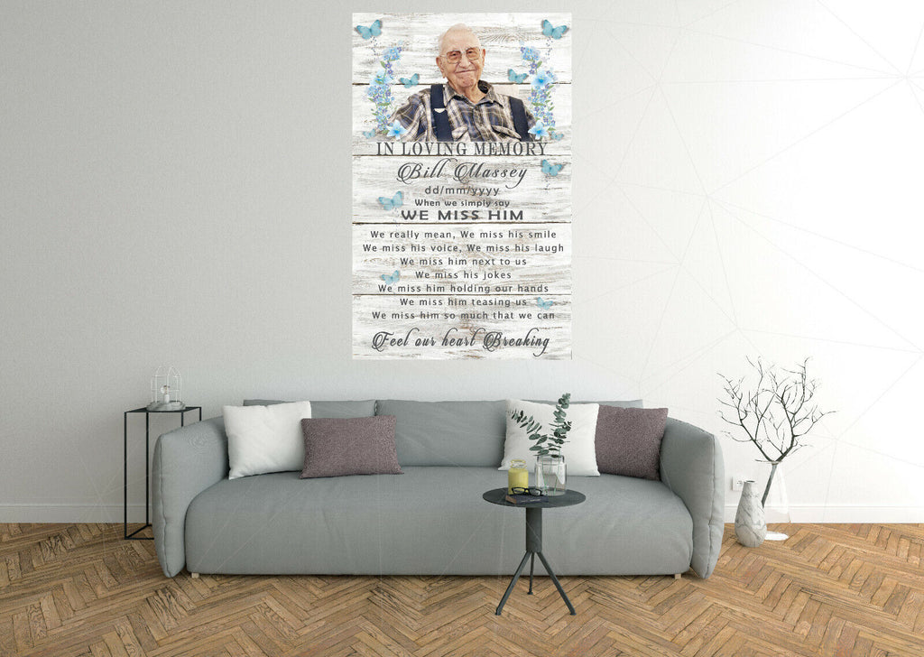 Personalised Memorial We Miss Him Poem CANVAS WALL ART Picture Print  All sizes
