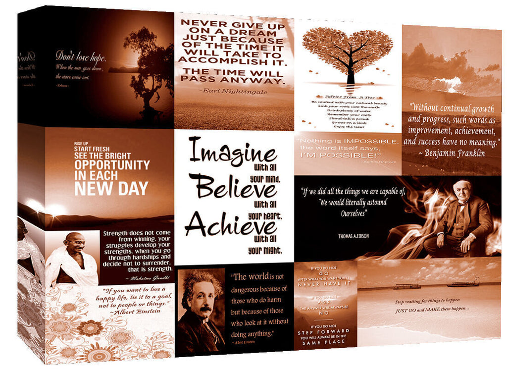 Motivation Quotes -  Brown Canvas Wall Art  Picture 100% cotton - All sizes