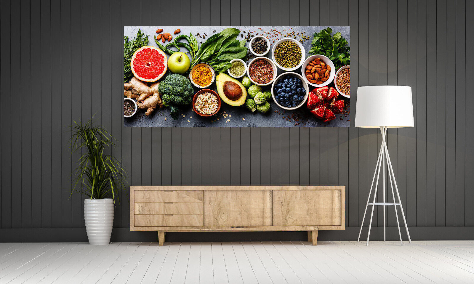Healthy Fruit Veg Foods Kitchen CANVAS WALL ART Picture Print