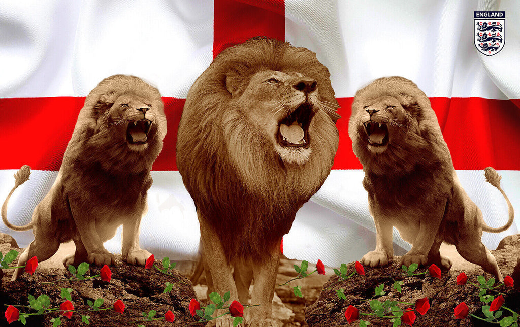 England Football 3 Lions Sports Canvas Wall Art Picture Print Free Fast Delivery