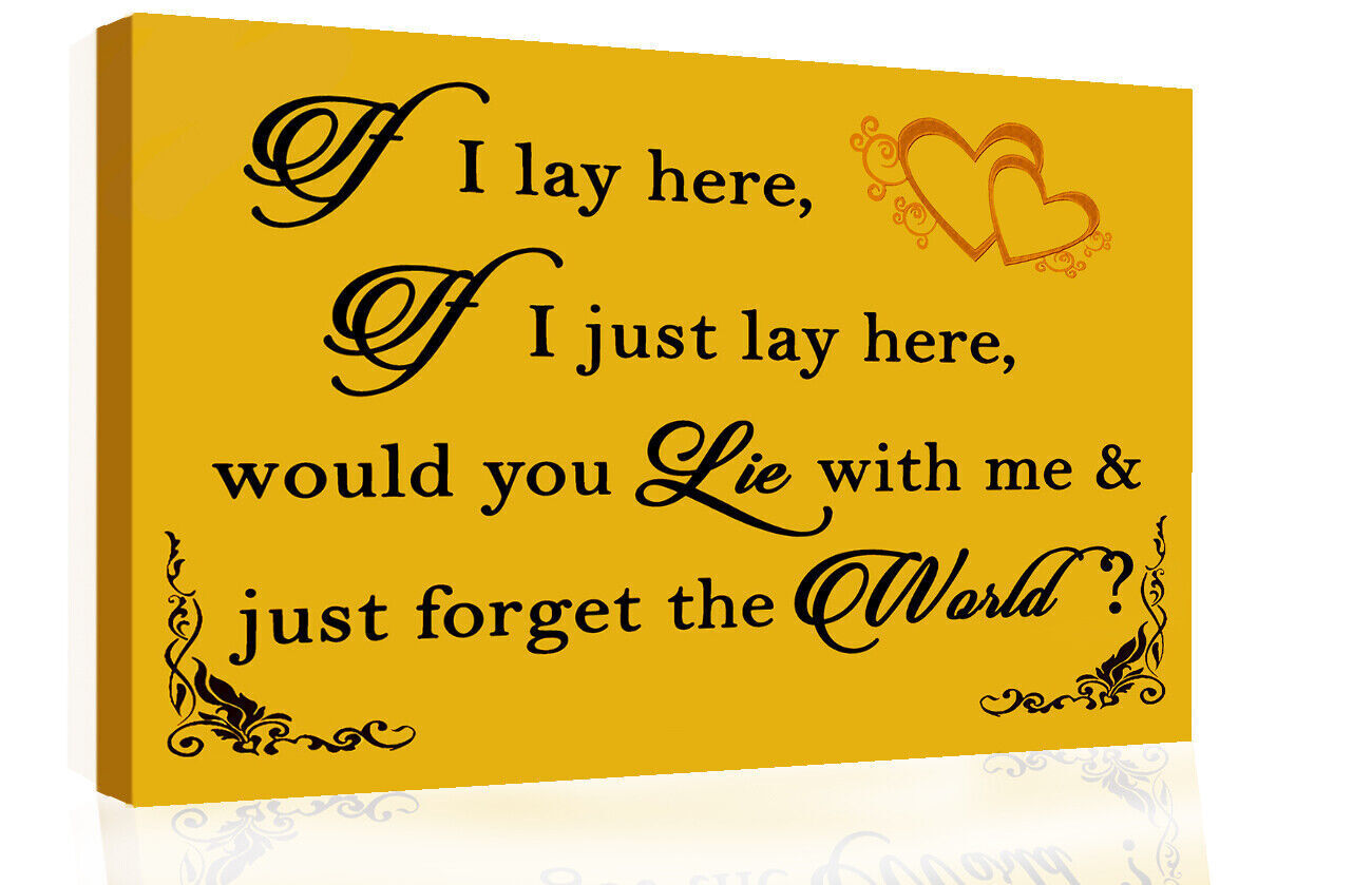 If I Lay Here - Snow Patrol QUOTE Canvas Wall Art Picture Print Mustard / Yellow