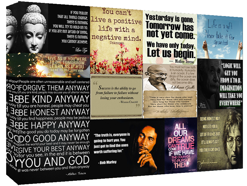 Famous Positivity Quotes Canvas Wall Art Picture Print 100% cotton  A1, A2, A0
