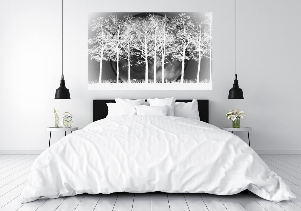 White Grey Modern Landscape Cotton Canvas Wall Art Picture Print - All sizes