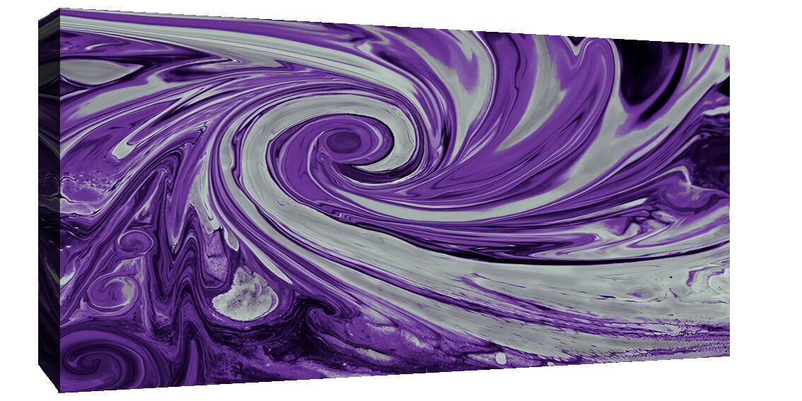 Modern Purple and Grey Spiral Swirl Abstract Canvas Wall Art Print