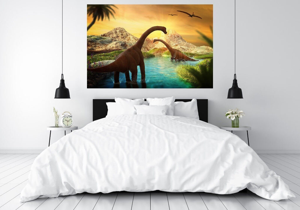 Dinosaur Landscape Canvas Wall Art Picture Print