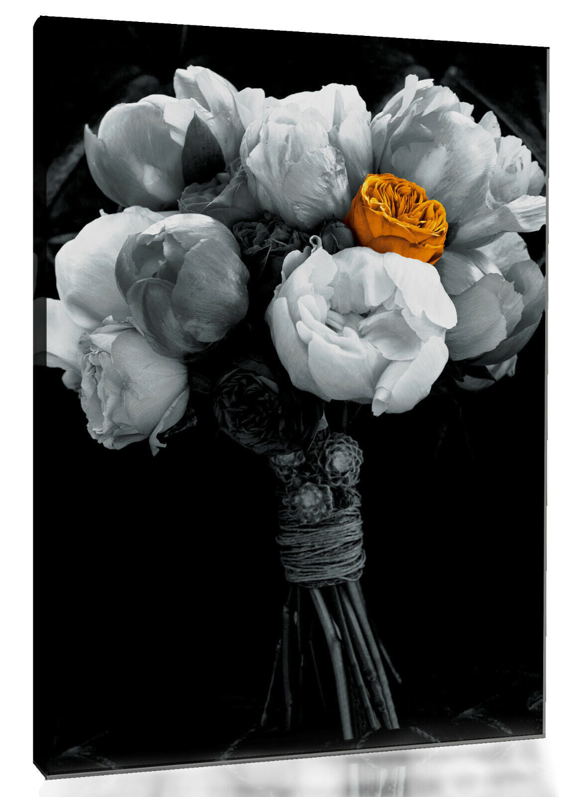 Abstract flowers with one orange Canvas Wall Art Picture Print- ALL SIZES