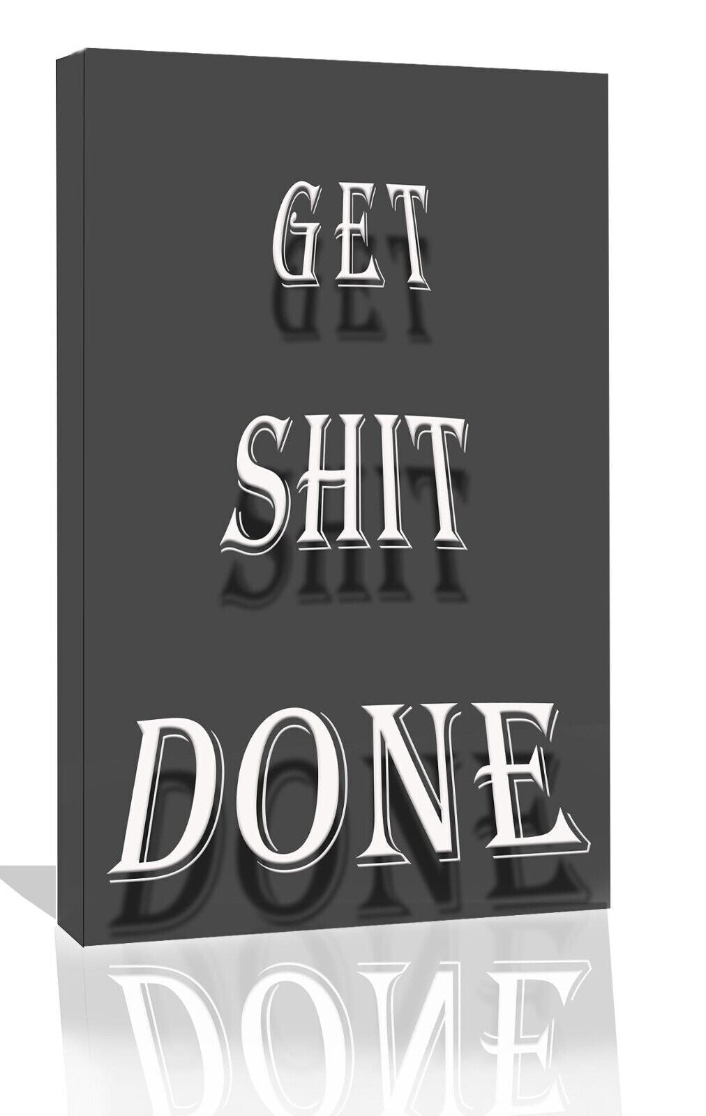 Inspirational Motivational Get It Done Grey Canvas Quote Wall Art Print