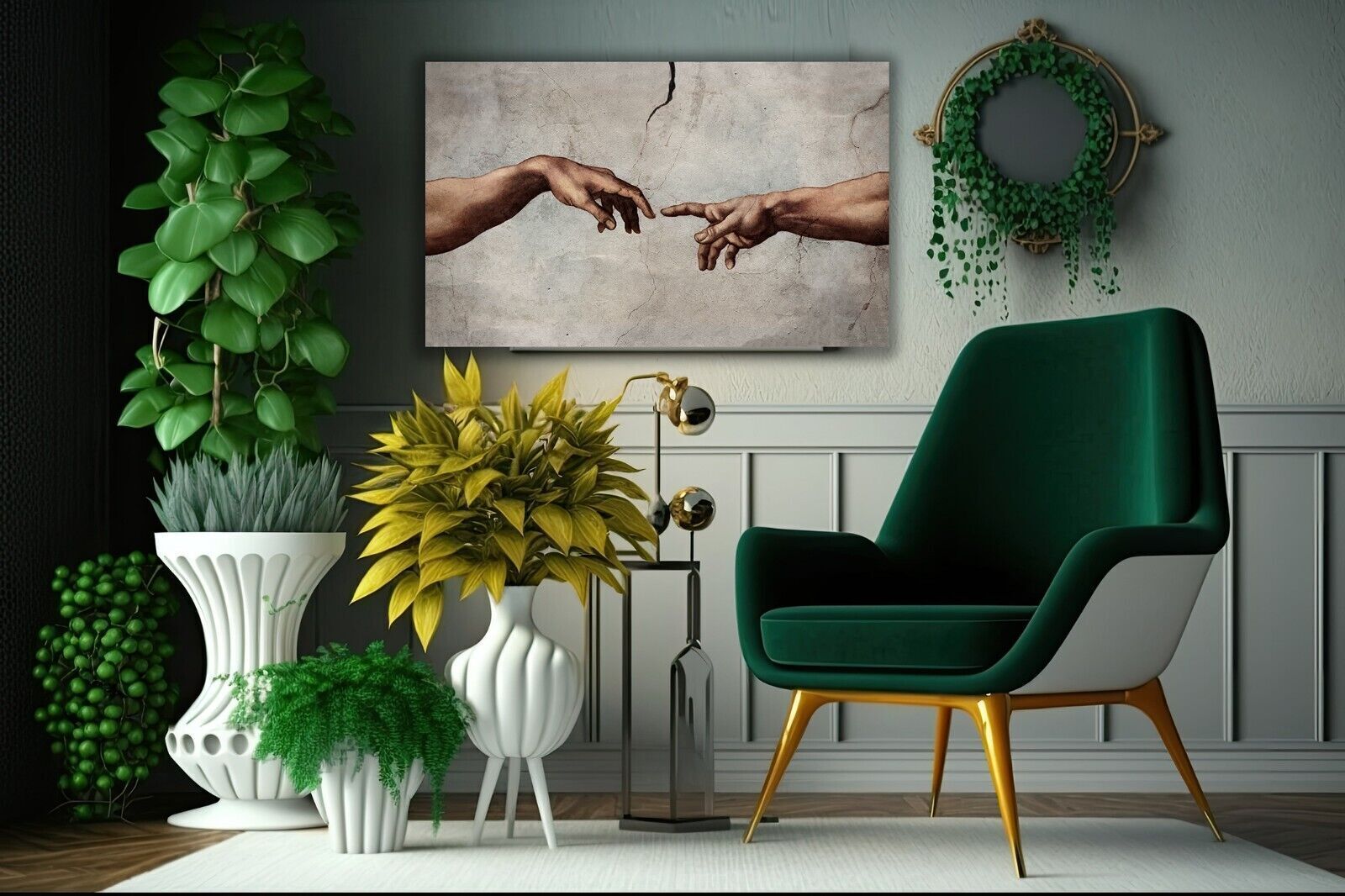 Michaelangelo Creation of Adam Hands canvas wall art print picture artwork