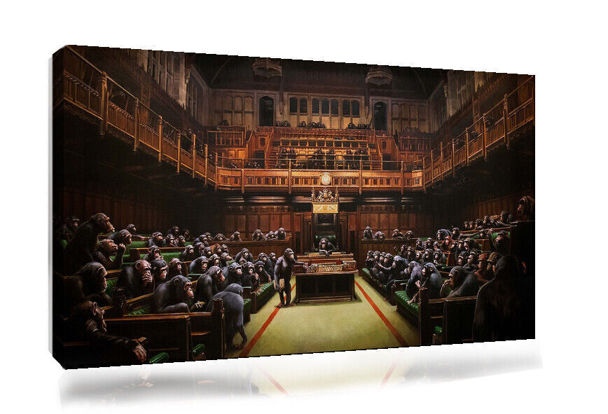 Banksy Monkey Parliament Canvas Wall Art Print Picture A1, A2 + sizes