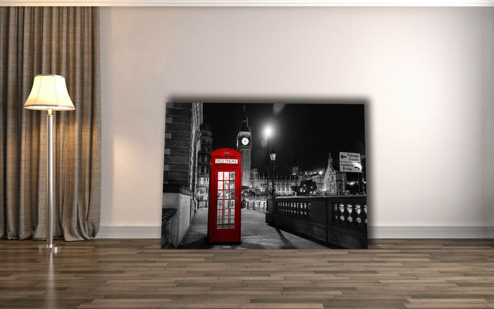 Red London City Telephone Box Canvas Wall Art Picture Print