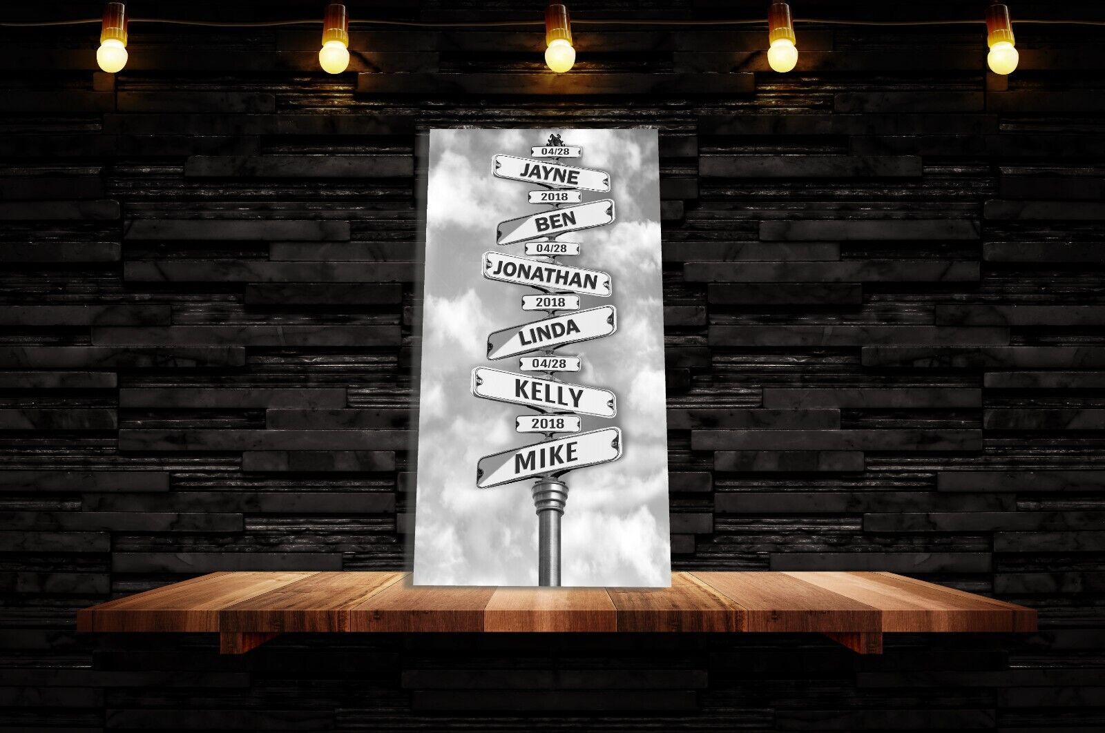 Personalised Gift  Personal up to 6 Names on Street Sign Canvas Wall Art Print